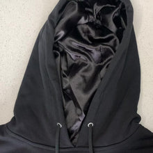 Load and play video in Gallery viewer, Jade Black Satin Lined Hoodie Unisex